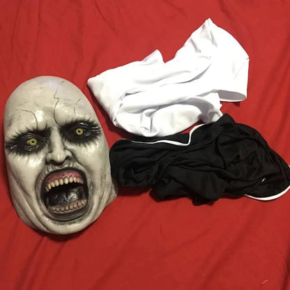 Horror Nun Latex Mask with Head Scarf