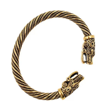 Twist Design Viking Double Headed Wolf Bracelet