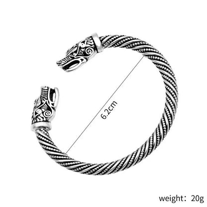 Twist Design Viking Double Headed Wolf Bracelet